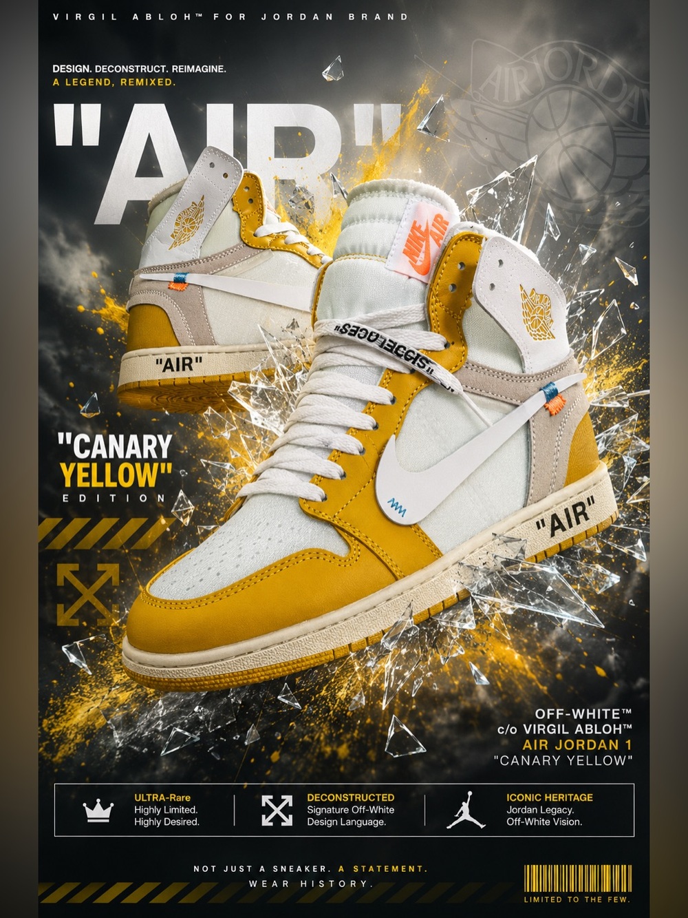New!🔥”Ultra-Rare” Off-White x Air Jordan 1 "Canary Yellow" sneakers!🔥